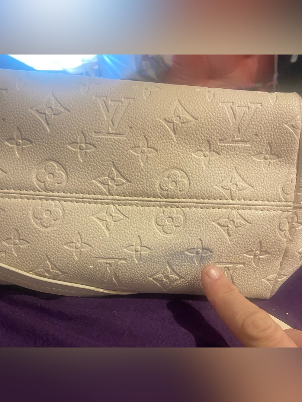 Cream Embossed Monogram Backpack - Picture 6 of 9